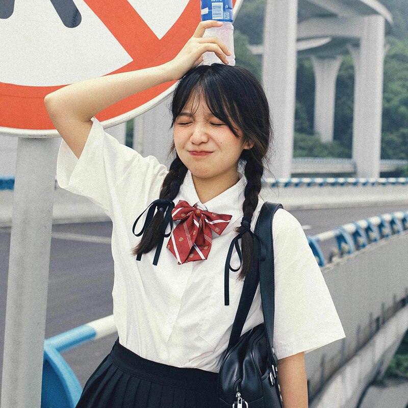 소녀 학교 키트 Jk 유니폼 세트 일본 대학 스타일 흰색 셔츠 나비 넥타이 주름 치마 정장, 학교 의류 학생 Seifuku